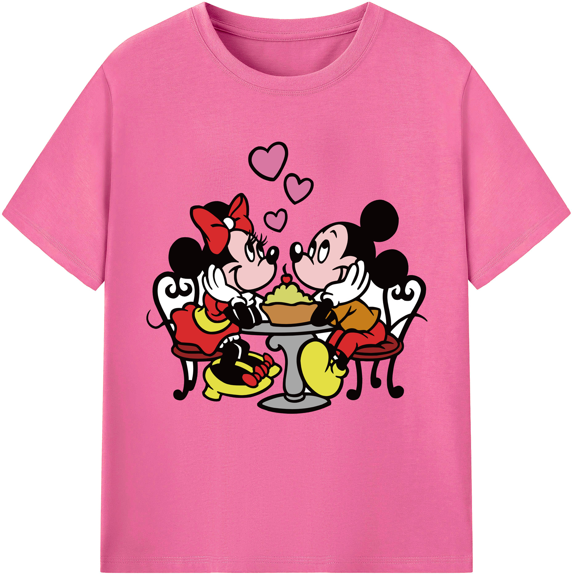 （画像用） ミッキーマウス Mickey Mouse レディースカジュアルプリントTシャツ（綿100％）